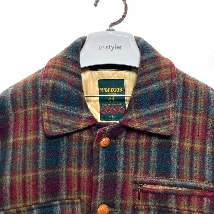 McGREGOR マクレガー ニチメン クルミボタン チェック ウールジャケット ボルドー sizeL 瑞穂店
