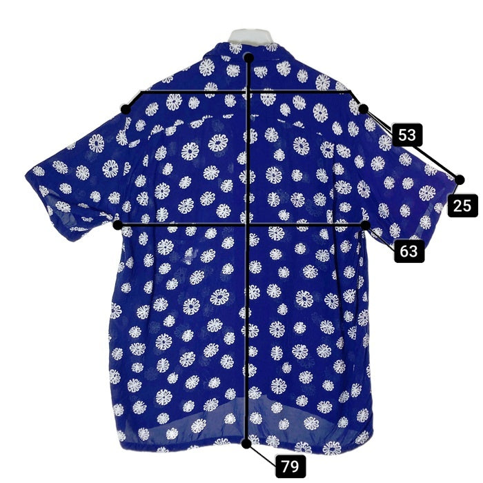 GOODENOUGH グッドイナフ オープンカラーレーヨンシャツ サークルロゴプリント 半袖 ブルー size M 瑞穂店