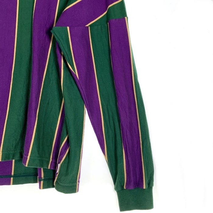 WTAPS ダブルタップス 21AW PEACE LS / COTTON ストライプ ロングスリーブTシャツ 刺繍 グリーン パープル 212ATDT-CSM35 Size 02 福生店