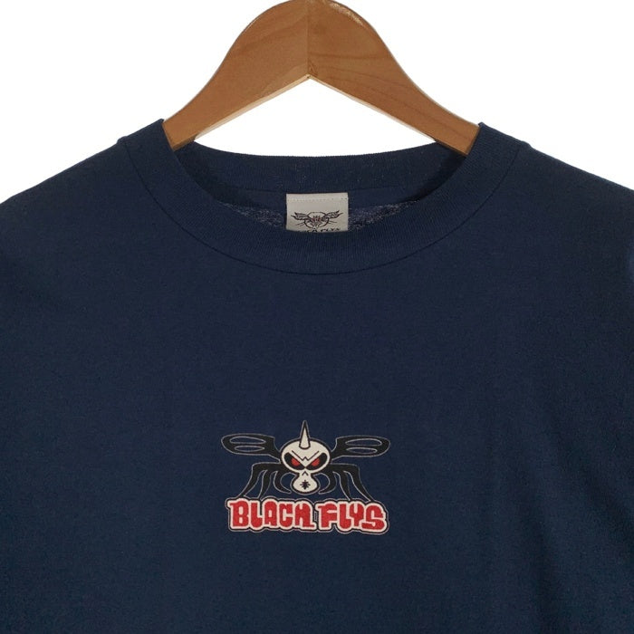 90's BLACKFLYS ブラックフライ プリント Tシャツ ネイビー USA製 Size M 福生店