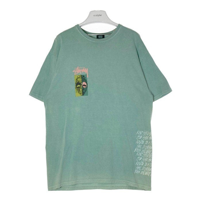 STUSSY ステューシー Masks Pigment Dye 民族 マスク Tシャツ グリーン sizeL 瑞穂店