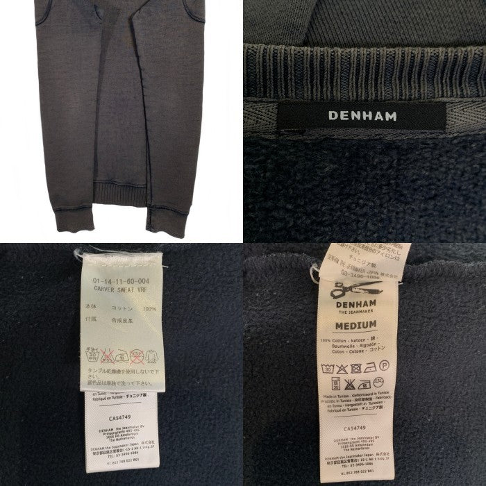 DENHAM デンハム CARVER SWEAT VRF 加工 クルーネックスウェットトレーナー フェードブラック Size M 福生店