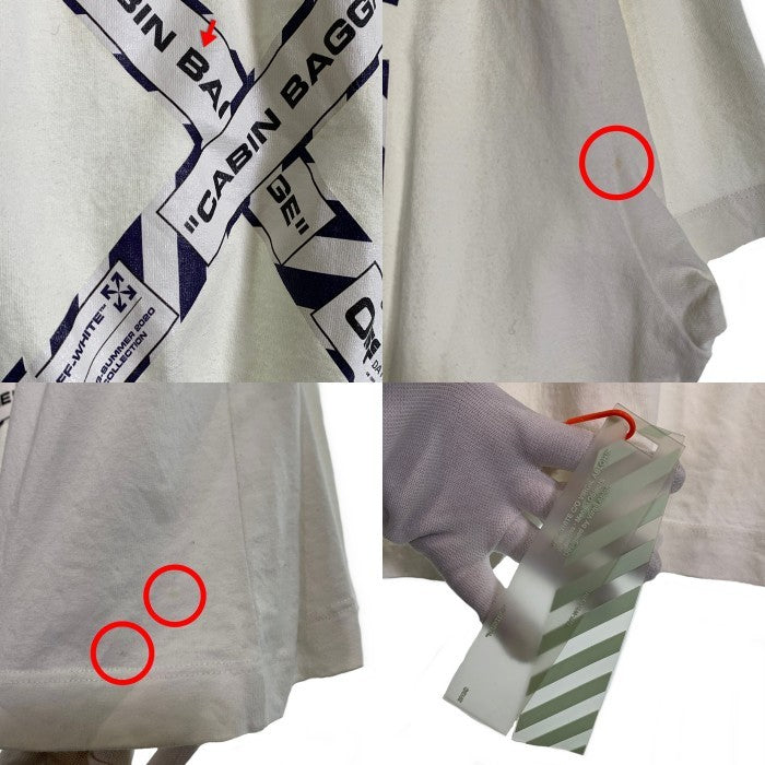 OFF-WHITE オフホワイト AORPORT TAPE S/S OVER TEE オーバーサイズ プリントTシャツ ホワイト OMAA038S20185003 Size S 福生店