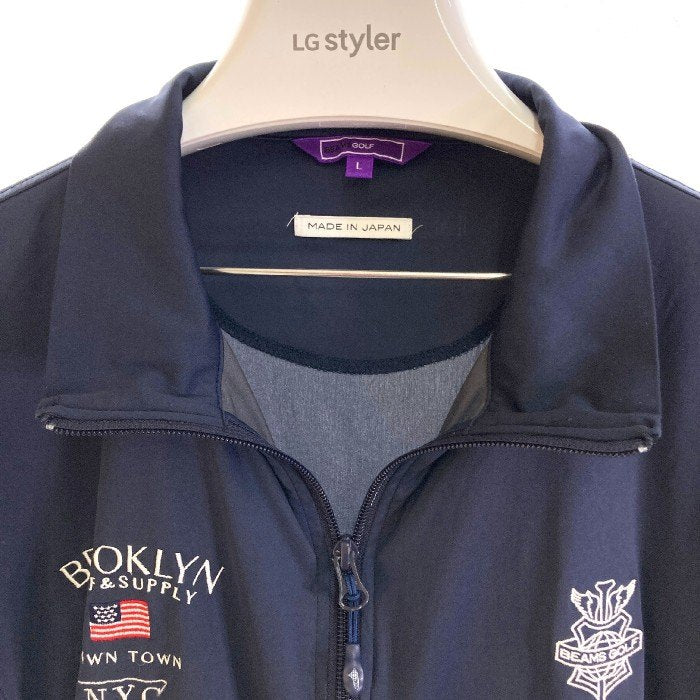 BEAMS GOLF ビームスゴルフ パープルレーベル BROOKLYN GOLF & SUPPLY 防風ブルゾン ネイビー sizeL 瑞穂店