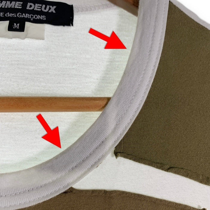 COMME des GARCONS HOMME DEUX コムデギャルソンオムドゥ パッチワーク コットンTシャツ ホワイト オリーブ DC-T015 AD2018 SIze M 福生店