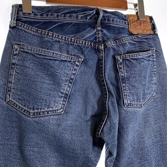 DENIME ドゥニーム 紙パッチ テーパードデニムパンツ USED加工 インディゴ オリゾンティ ボタンフライ Size 34×31 福生店