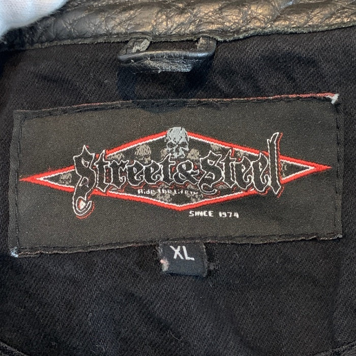 Street&Steel ストリート&スチール レザー切替 コットンベスト ブラック Size XL 福生店