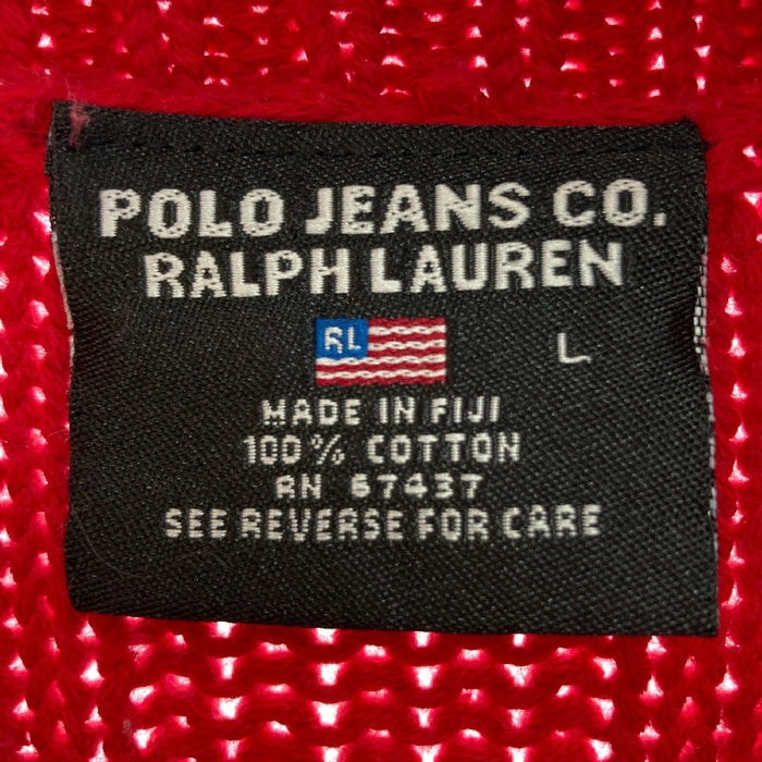 POLO JEANS RALPH LAUREN ポロジーンズ ラルフローレン フラッグ ケーブルセーター レッド sizeL 瑞穂店