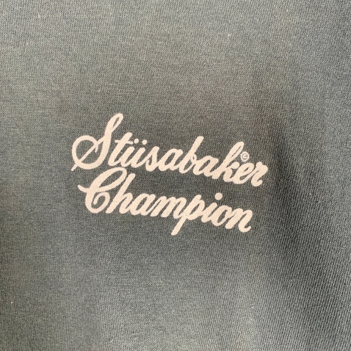 90's STUSSY ステューシー Studebaker Champion スチュードベッカー プリントTシャツ モスグリーン USA製 Size L 福生店