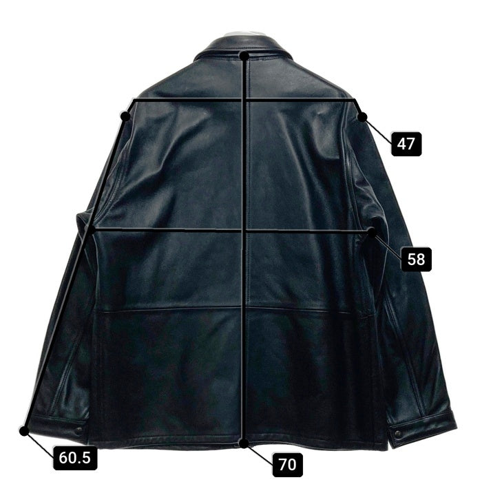 UNITED ARROWS ユナイテッドアローズ シープスキン レザーカバーオール ジャケット スナップボタン ブラック 1125-699-7740 Size M 瑞穂店