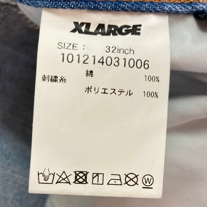 X-LARGE エクストララージ BURNING DICE PANTS 101214031006 バーニングダイスワッペン デニムパンツ インディゴ size32 瑞穂店