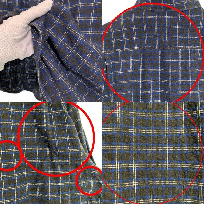 80-90's SEARS シアーズ ボタンダウン フランネルチェックシャツ ブルー Size XL 福生店