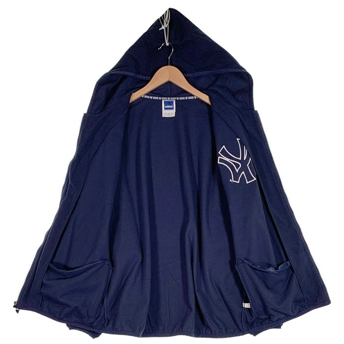 adidas アディダス TRUE TO THE SPORT ポリエステル Newyork Yankees ニューヨークヤンキース MLB フリース ジップアップ フーディー パーカー ネイビー AL4003 Size L 福生店