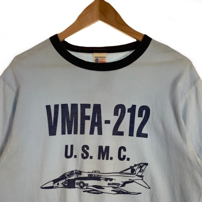 BUZZ RICKSONS バズリクソンズ VMFA-212 U.S.M.C. プリントリンガーTシャツ ブルー Size M 福生店