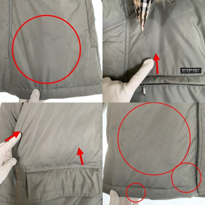 BURBERRY BLACK LABEL バーバリー ブラックレーベル ダウンジャケット ファー グレー BMP03-731-76 Size M 福生店