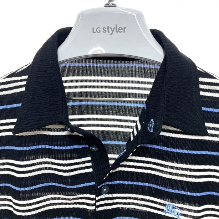 BURBERRY BLACK LABEL バーバリーブラックレーベル コットンボーダーポロシャツ ブラック BMV03-901-09 Size 1 瑞穂店