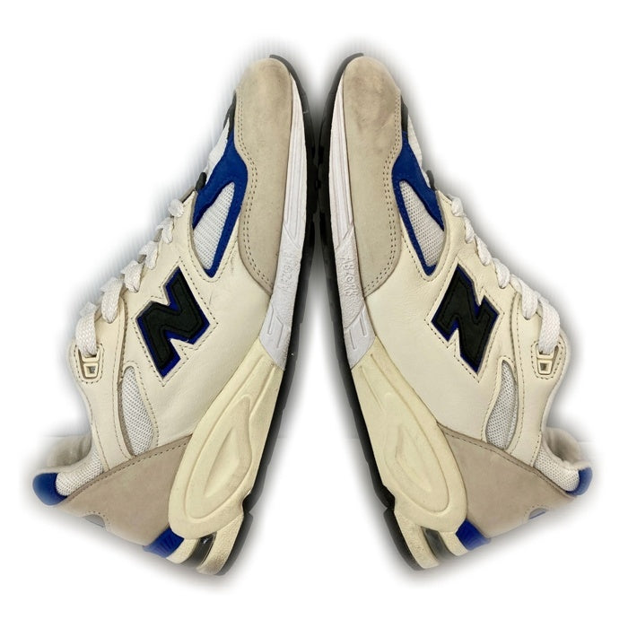 new balance ニューバランス M990WB2 レザー メッシュ ローカットスニーカー ホワイト ブルー USA製 Size 27.5cm 瑞穂店