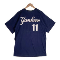 majestic マジェスティック Newyork Yankees ニューヨーク ヤンキース Yankees KNOBLAUCH 11 半袖 Tシャツ ネイビー メキシコ製 Size L 福生店