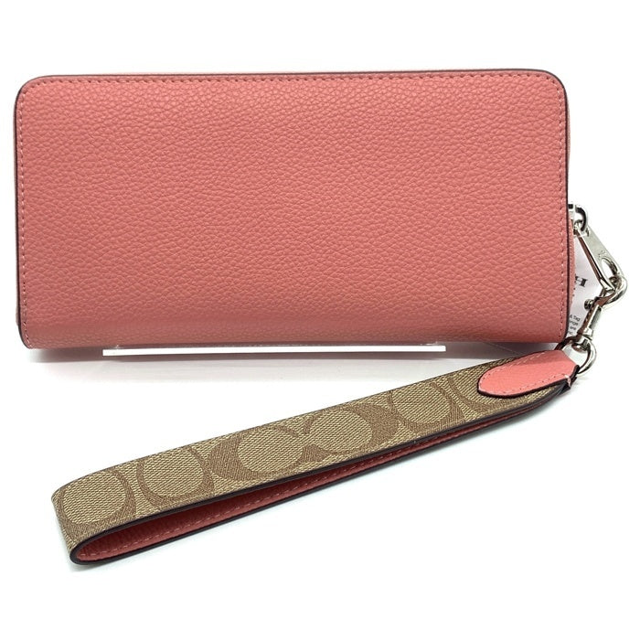 COACH コーチ CK427 ラウンドファスナーレザーウォレット 長財布 ピンク 福生店