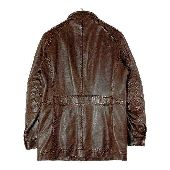 Salvatore Ferragamo サルヴァトーレフェラガモ リアルレザー ショルダーパッチ エルボーパッチ レザーコート ブラウン size48 瑞穂店