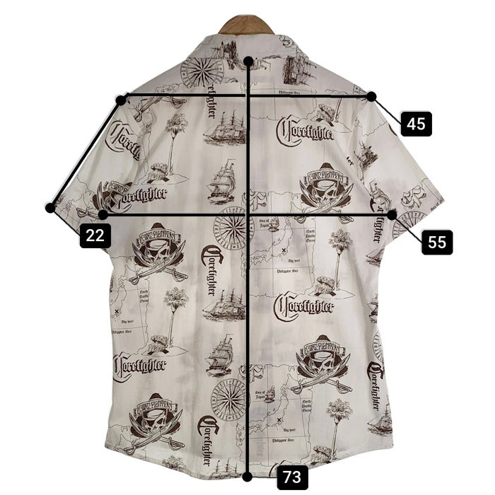 CORE FIGHTER コアファイター マルチプリント 半袖 コットンシャツ ホワイト スナップボタン 2 Size M 福生店