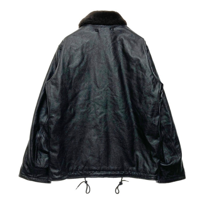 HOUSTON ヒューストン 8177 COW LEATHER N-1 DECK JACKET カウレザー デッキジャケット ブラック Size 44R 瑞穂店