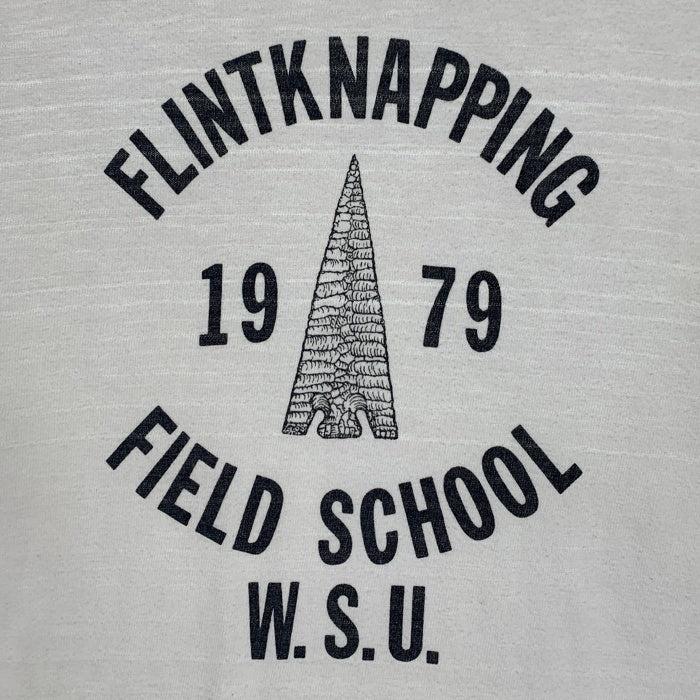 WAREHOUSE ウエアハウス FLINTKNAPPING FIELD SCHOOL リンガーTシャツ ホワイト マスタード Size M 福生店