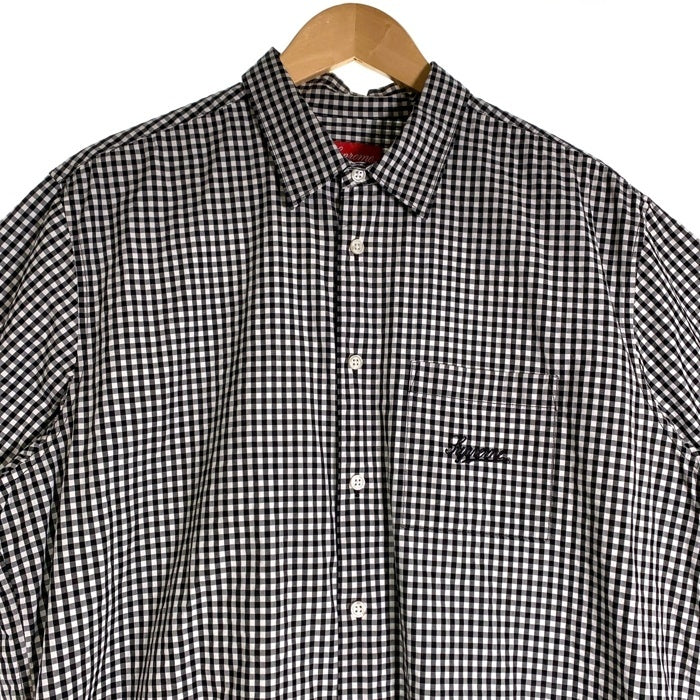 SUPREME シュプリーム 21SS Gingham S/S Shirt ギンガムチェックショートスリーブシャツ 半袖 ブラック ホワイト Size L 福生店