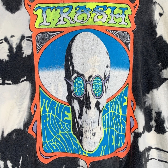 80-90's JIMMY'Z ジミーズ タイダイ TRASH スカルプリント Tシャツ ブラック ホワイト USA製 Size L/XL 福生店