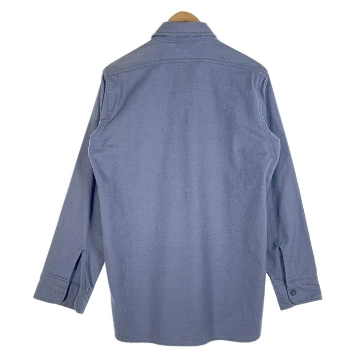 80-90's Woolrich ウールリッチ フランネルシャツ プレーン ブルー USA製 Size M 福生店