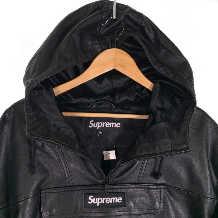 SUPREME シュプリーム 18AW Leather Anorak Jacket レザーアノラック ジャケット 羊革 ブラック Size L 福生店