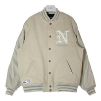 Norton ノートン 243N1707 ワッペン 刺繡 スタジャン ジャケット 袖フェイクレザー オフホワイト SizeXL 瑞穂店