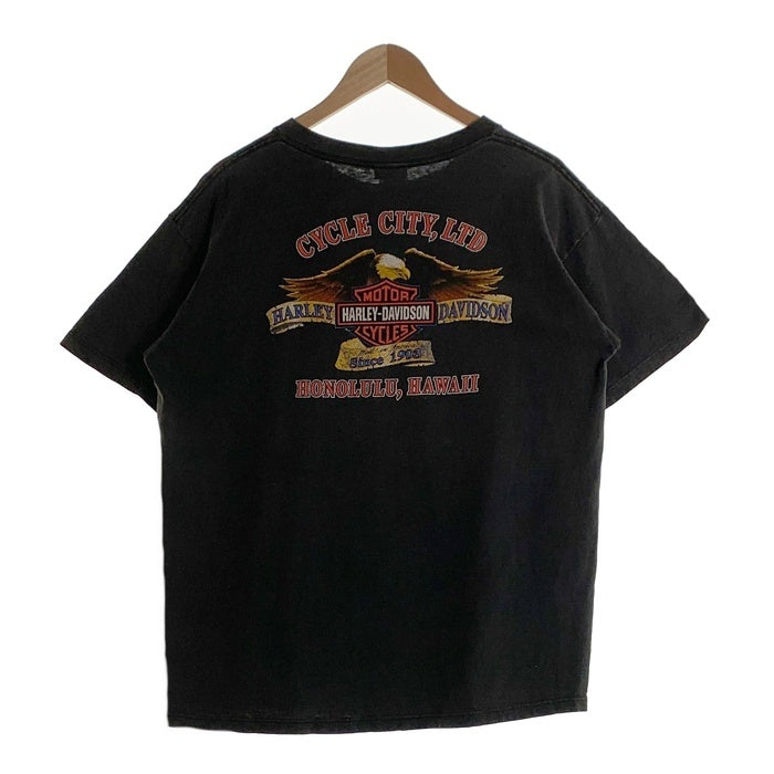 90's~ HARLEY DAVIDSON ハーレーダビッドソン バー&シールド イーグル プリントTシャツ ブラック 1999コピーライト Size XL 福生店