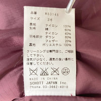 Schott ショット M83148 シャツジャケット ダウンジャケット レッドxブラウン size36 瑞穂店