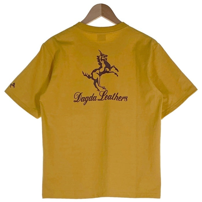 Dagda Leathers ダグダレザーズ プリント ポケットTシャツ 袖刺繡 マスタード 旧マッコイ 滝沢氏 2 Size M 福生店