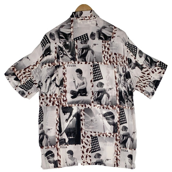 WACKO MARIA ワコマリア LARRY CLARK TULSA ラリー・クラーク タルサ 総柄プリント レーヨンオープンカラーシャツ 半袖 ホワイト Size M 福生店