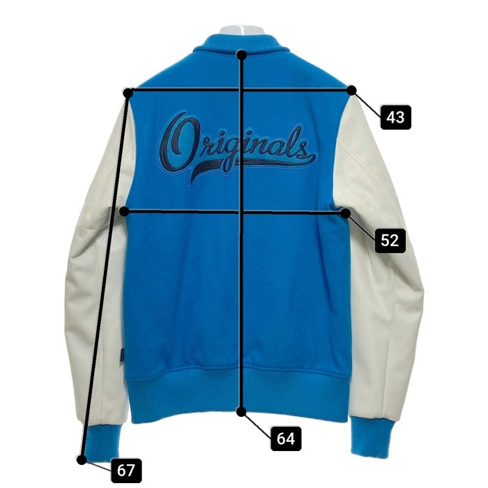 adidas アディダス ジップアップ スタジャン ワッペン ブルー 袖フェイクレザー O34630 Size S 瑞穂店