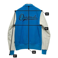 adidas アディダス ジップアップ スタジャン ワッペン ブルー 袖フェイクレザー O34630 Size S 瑞穂店