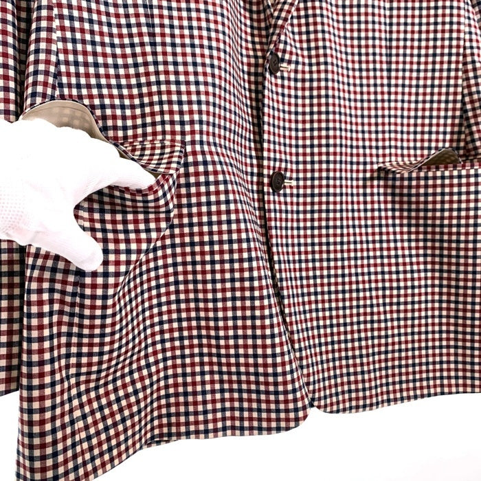 Brooks Brothers ブルックスブラザーズ ウール チェック柄 2B テーラードジャケット レッド ネーム入り Size 42R 福生店