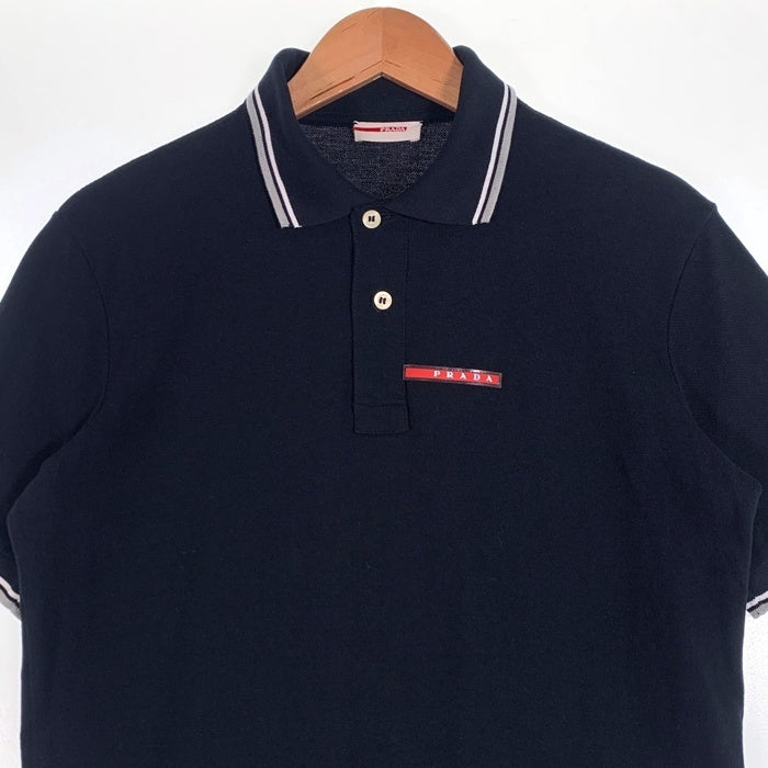 PRADA SPORT プラダスポーツ 鹿の子 ポロシャツ 半袖 ブラック コットン SJ887 2011 Size M 福生店