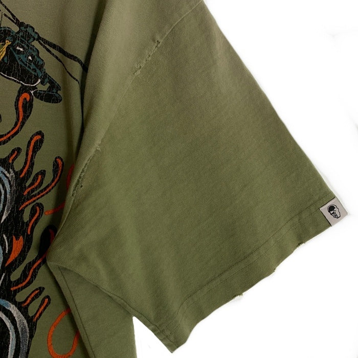 Warren Lotas ウォーレンロータス IIQUID METAL ダメージ加工 半袖 Tシャツ グリーン Size L 福生店