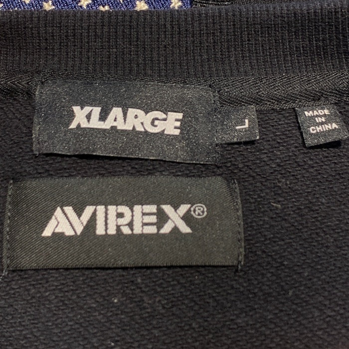 X-LARGE エクストララージ 23AW AVIREX アヴィレックス CREWNECK SWEAT クルーネックスウェットトレーナー ブラック 101234012027 Size L 福生店