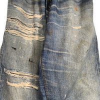 US アス Fake Vintage Denim Easy Pants フェイクヴィンテージデニム イージーパンツ 転写プリント インディゴ ライトブルー Size F 福生店