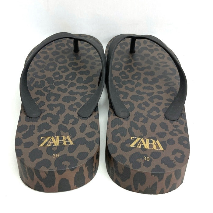 ZARA ザラ アニマル柄 レオパード サンダル ブラウン size39(25.0cm) 瑞穂店