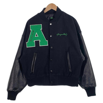 a few Good kids アフューグッドキッズ サークルワッペン ウール 袖フェイクレザー スタジャン ブラック Size S 福生店