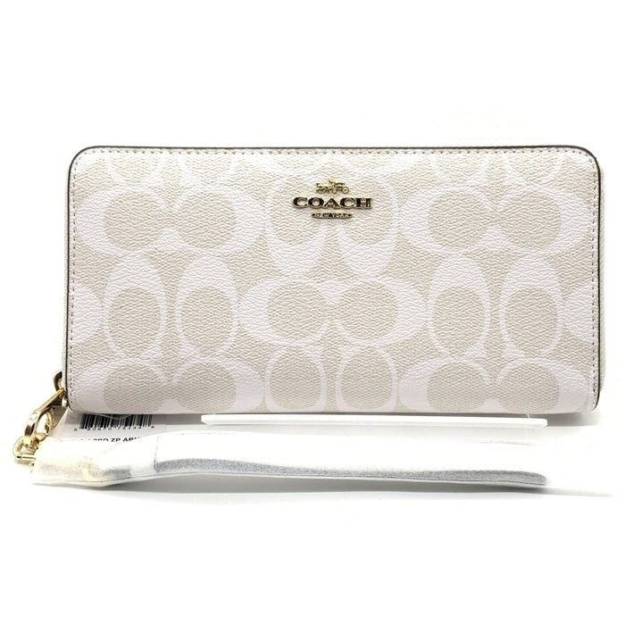 COACH コーチ C4452 シグネチャー PVCレザー ラウンドファスナーウォレット 長財布 ホワイト ストラップ 福生店