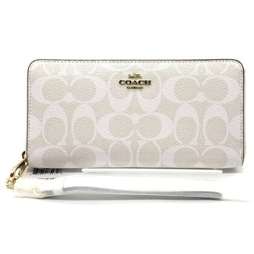 COACH コーチ C4452 シグネチャー PVCレザー ラウンドファスナーウォレット 長財布 ホワイト ストラップ 福生店