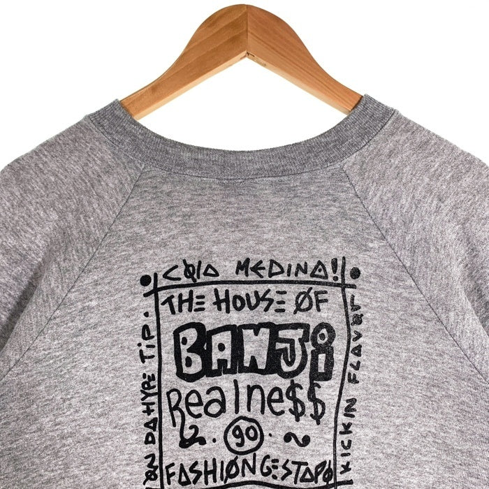 80's BARNZLEY PARIS プリント クルーネックスウェットトレーナー グレー アイルランド製 SCREEN STARS Size M 福生店