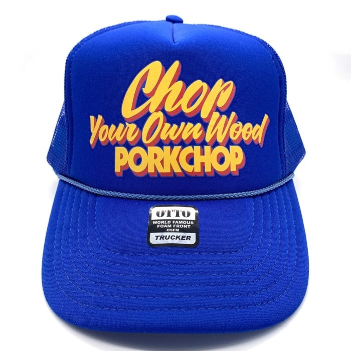 PORKCHOP GARAGE SUPPLY ポークチョップガレージサプライ CHOP YOUR OWN WOOD CAP メッシュキャップ スナップバックキャップ OTTO ブルー 福生店