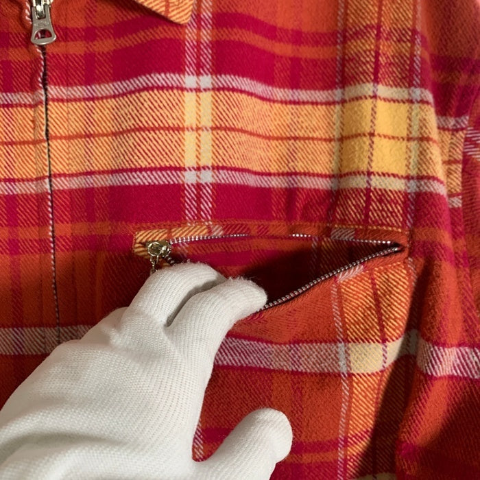CHALLENGER チャレンジャー 25SS PLAID ZIP UP SHIRT フランネルチェック ジップアップシャツ ジャケット レッド CLG-SH 025-001 Size L 福生店